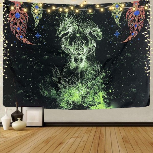 Dragon - UV Reactive Tapestry with Wall Hanging Accessories UK