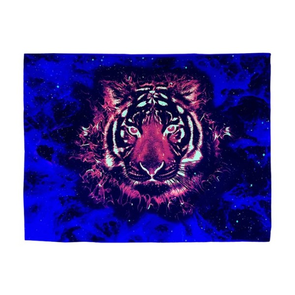 Tiger - UV Reactive Tapestry with Wall Hanging Accessories UK