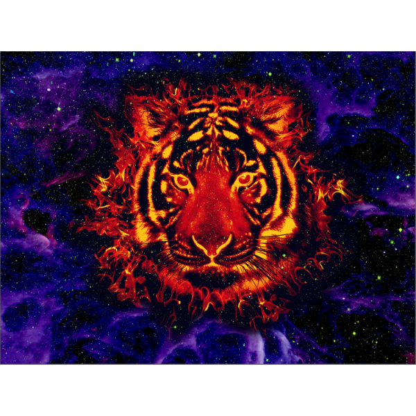 Tiger - UV Reactive Tapestry with Wall Hanging Accessories UK