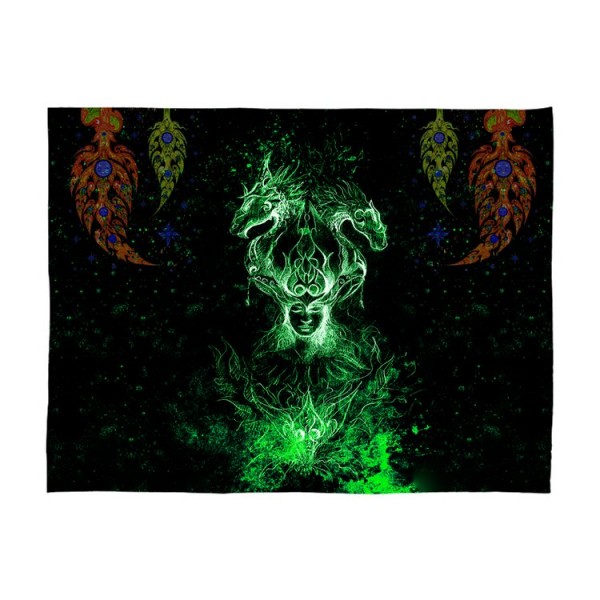 Dragon - UV Reactive Tapestry with Wall Hanging Accessories UK