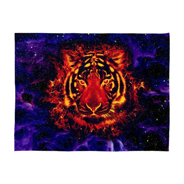 Tiger - UV Reactive Tapestry with Wall Hanging Accessories UK