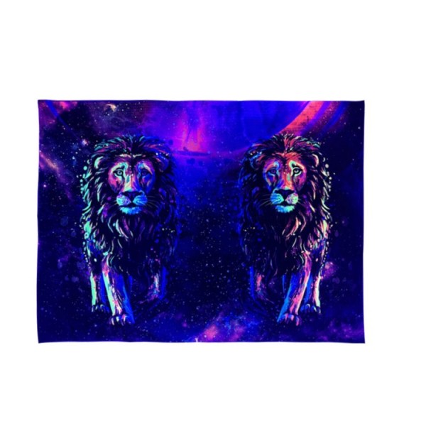 Lion - UV Reactive Tapestry with Wall Hanging Accessories UK