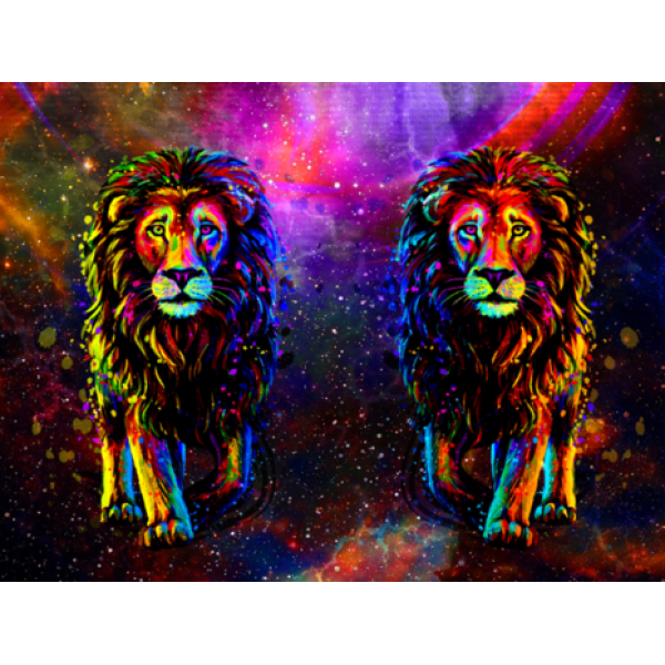 Lion - UV Reactive Tapestry with Wall Hanging Accessories UK