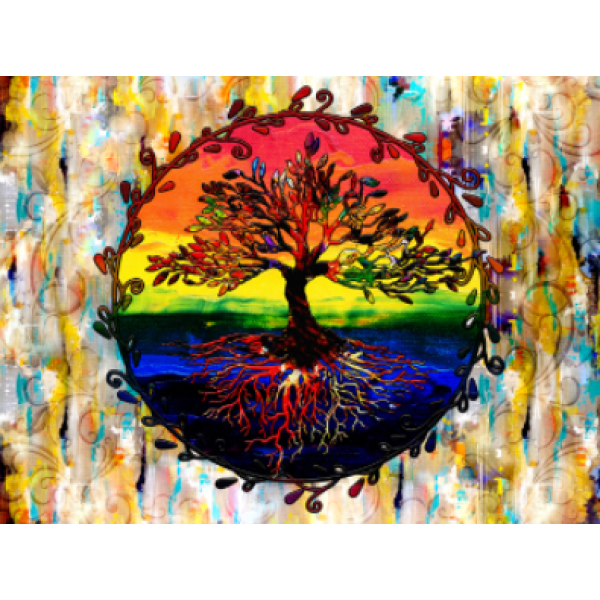 Psychedelic Tree - UV Reactive Tapestry with Wall Hanging Accessories UK