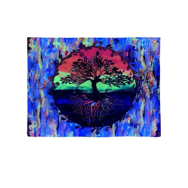 Psychedelic Tree - UV Reactive Tapestry with Wall Hanging Accessories UK