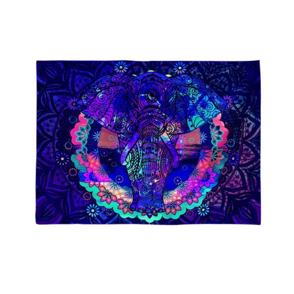 Elephant - UV Reactive Tapestry with Wall Hanging Accessories UK