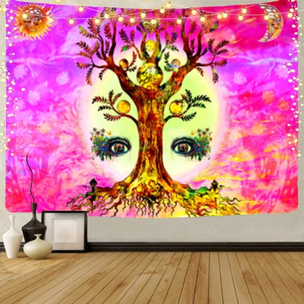 Psychedelic Tree - UV Reactive Tapestry with Wall Hanging Accessories UK