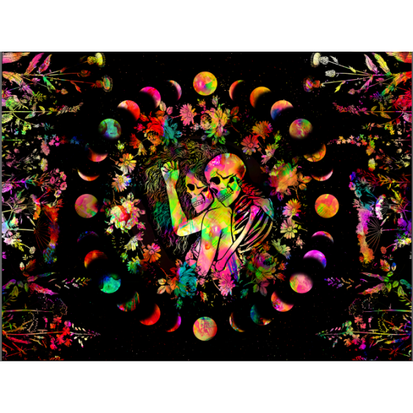 Skull - UV Reactive Tapestry with Wall Hanging Accessories UK