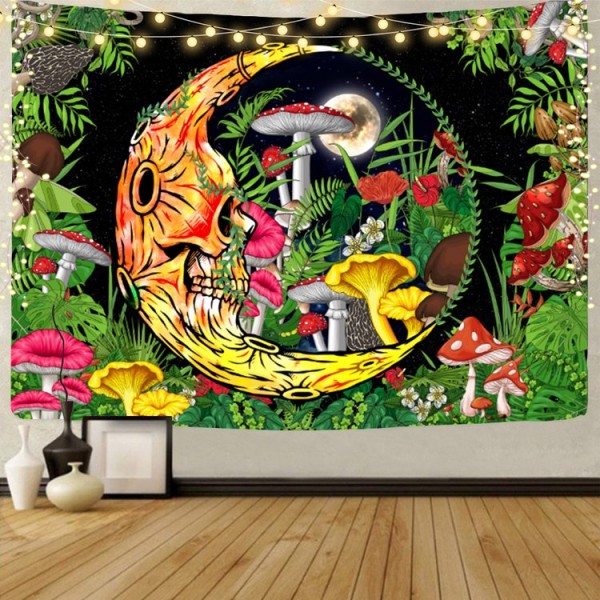 Mushroom - UV Reactive Tapestry with Wall Hanging Accessories UK