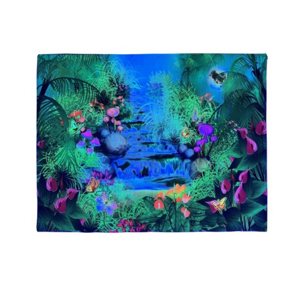 Garden - UV Reactive Tapestry with Wall Hanging Accessories UK