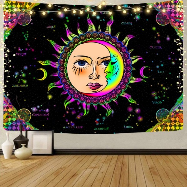 Sun&Moon - UV Reactive Tapestry with Wall Hanging Accessories UK