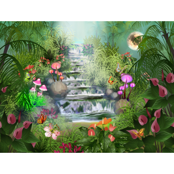 Garden - UV Reactive Tapestry with Wall Hanging Accessories UK