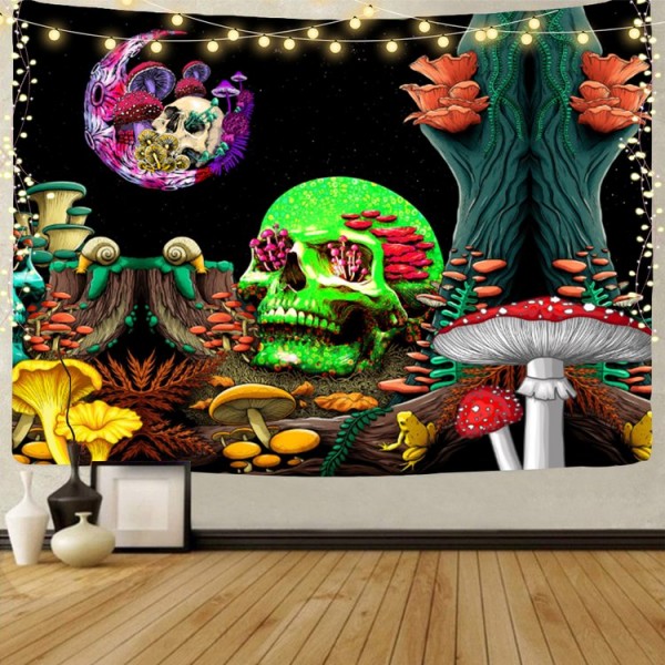 Skull - UV Reactive Tapestry with Wall Hanging Accessories UK