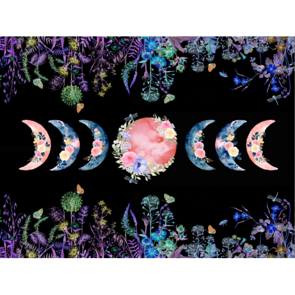 Moon&Sun - UV Reactive Tapestry with Wall Hanging Accessories UK