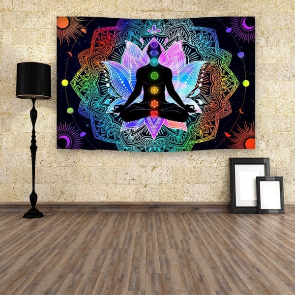Meditation - UV Reactive Tapestry with Wall Hanging Accessories UK