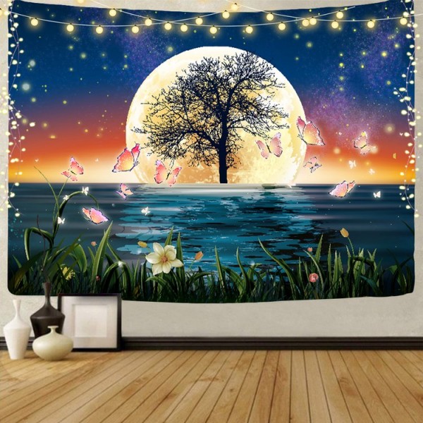 Reflection by the river - UV Reactive Tapestry with Wall Hanging Accessories UK