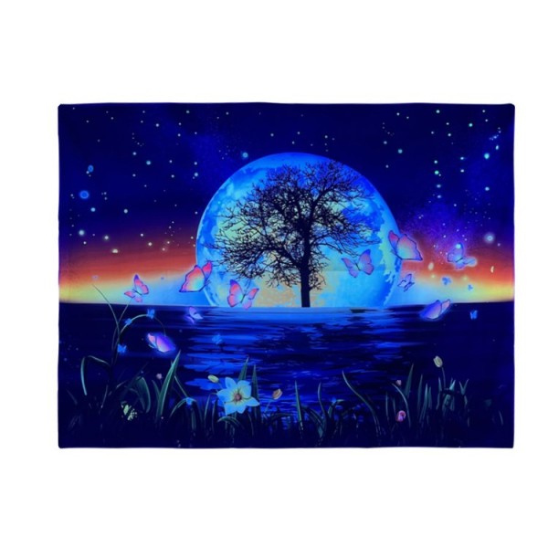Reflection by the river - UV Reactive Tapestry with Wall Hanging Accessories UK