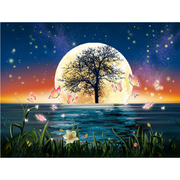 Reflection by the river - UV Reactive Tapestry with Wall Hanging Accessories UK