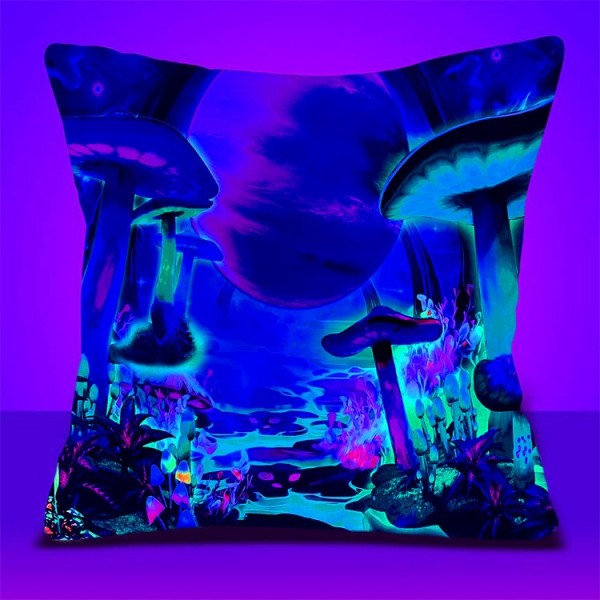 Mushroom - UV Black Light Pillowcase- Double Sided UK
