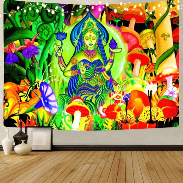 Buddha - UV Reactive Tapestry with Wall Hanging Accessories UK