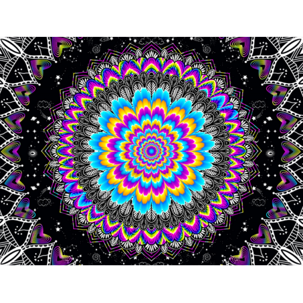 Mandala  - UV Reactive Tapestry with Wall Hanging Accessories UK