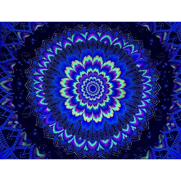 Mandala  - UV Reactive Tapestry with Wall Hanging Accessories UK
