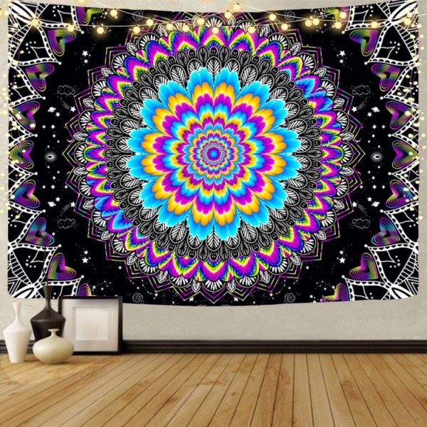 Mandala  - UV Reactive Tapestry with Wall Hanging Accessories UK