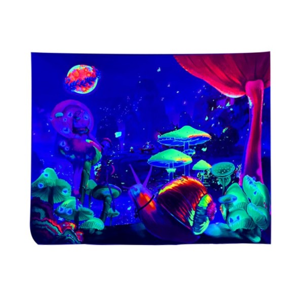 Mushroom snails - UV Reactive Tapestry with Wall Hanging Accessories UK
