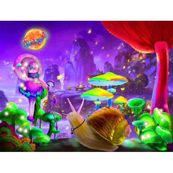 Mushroom snails - UV Reactive Tapestry with Wall Hanging Accessories UK