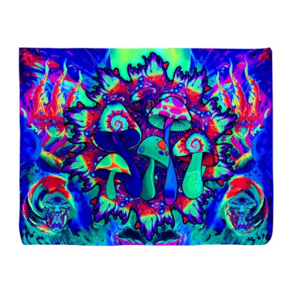 Mushroom - UV Reactive Tapestry with Wall Hanging Accessories UK
