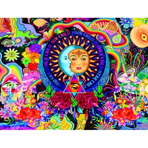 Moon&Sun - UV Reactive Tapestry with Wall Hanging Accessories UK