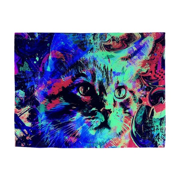 Cat - UV Reactive Tapestry with Wall Hanging Accessories UK