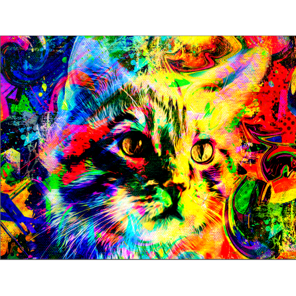 Cat - UV Reactive Tapestry with Wall Hanging Accessories UK