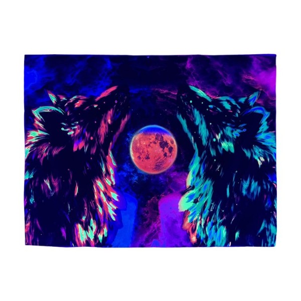 Wolf - UV Reactive Tapestry with Wall Hanging Accessories UK