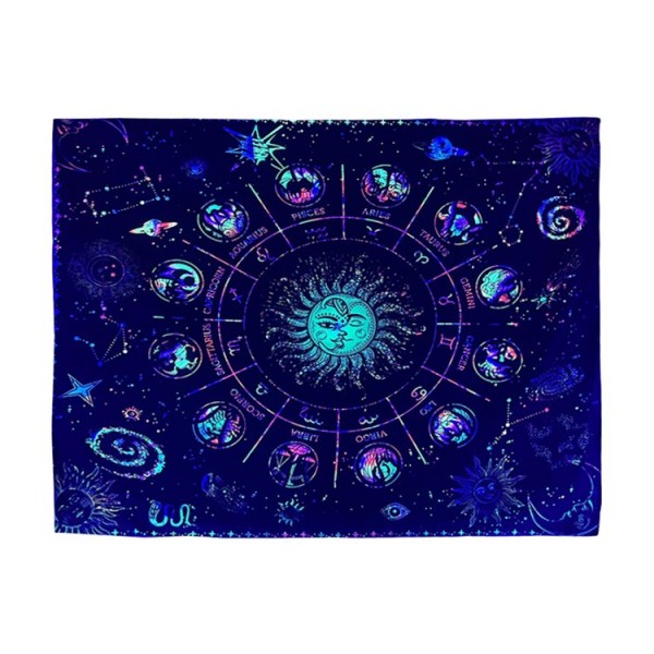 Zodiac - UV Reactive Tapestry with Wall Hanging Accessories UK