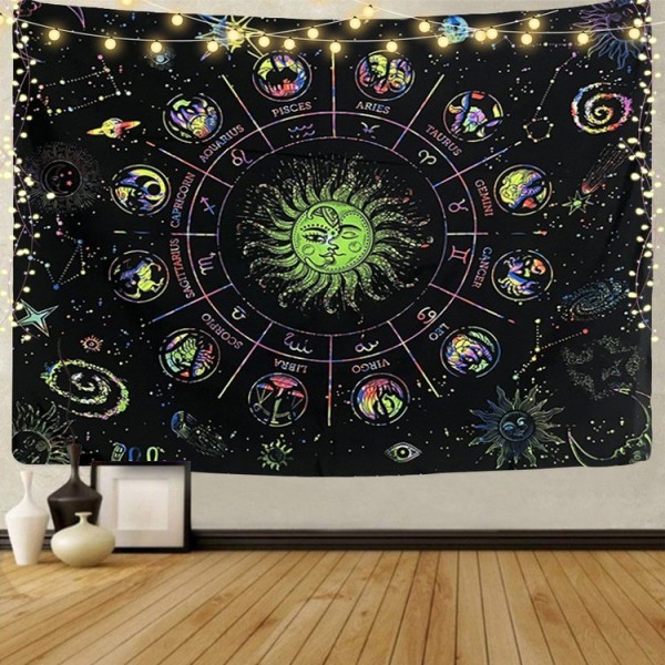 Zodiac - UV Reactive Tapestry with Wall Hanging Accessories UK