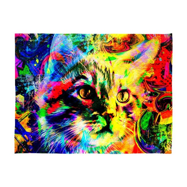 Cat - UV Reactive Tapestry with Wall Hanging Accessories UK