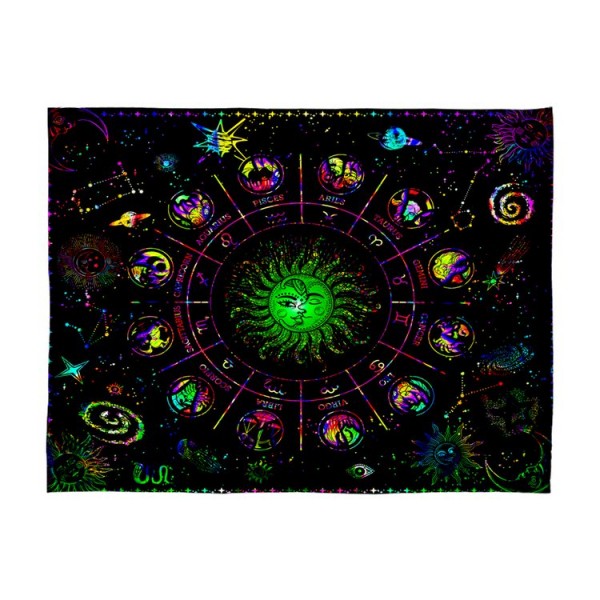 Zodiac - UV Reactive Tapestry with Wall Hanging Accessories UK
