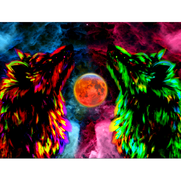 Wolf - UV Reactive Tapestry with Wall Hanging Accessories UK