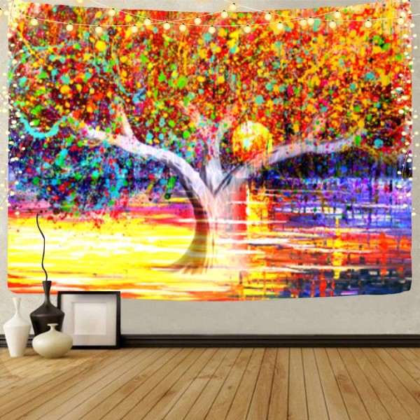 Tree - UV Reactive Tapestry with Wall Hanging Accessories UK