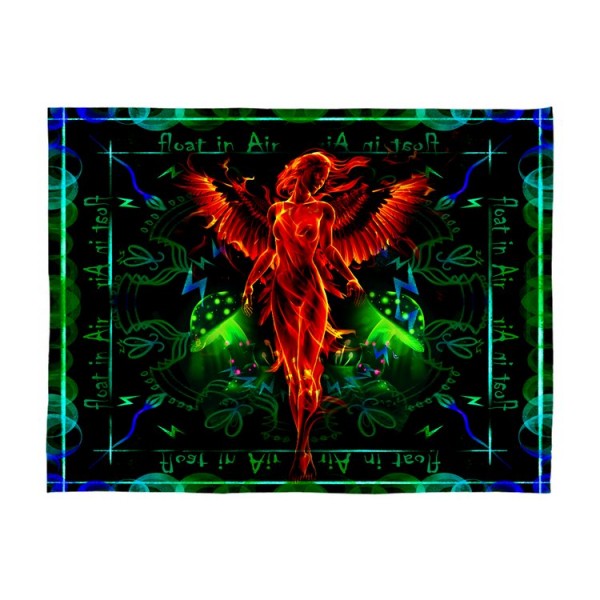Angel Phoenix - UV Reactive Tapestry with Wall Hanging Accessories UK