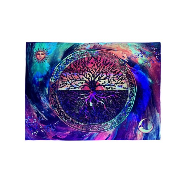 Psychedelic Tree - UV Reactive Tapestry with Wall Hanging Accessories UK