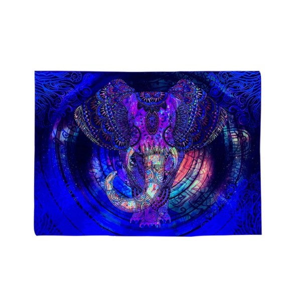 Elephant - UV Reactive Tapestry with Wall Hanging Accessories UK
