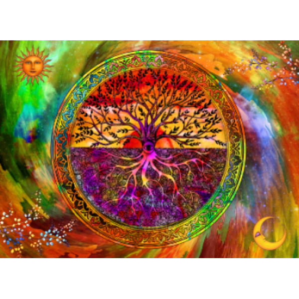 Psychedelic Tree - UV Reactive Tapestry with Wall Hanging Accessories UK