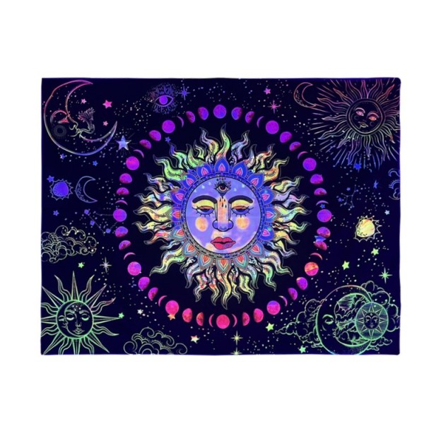 Sun - UV Reactive Tapestry with Wall Hanging Accessories UK