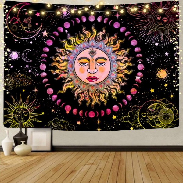 Sun - UV Reactive Tapestry with Wall Hanging Accessories UK