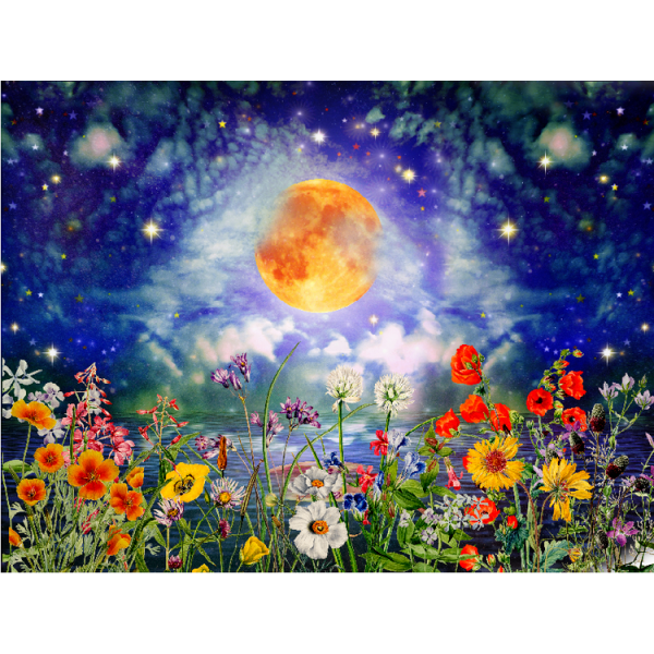 Flowers moonlight - UV Reactive Tapestry with Wall Hanging Accessories UK