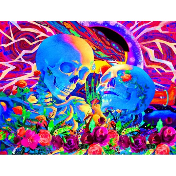 Skull - UV Reactive Tapestry with Wall Hanging Accessories UK