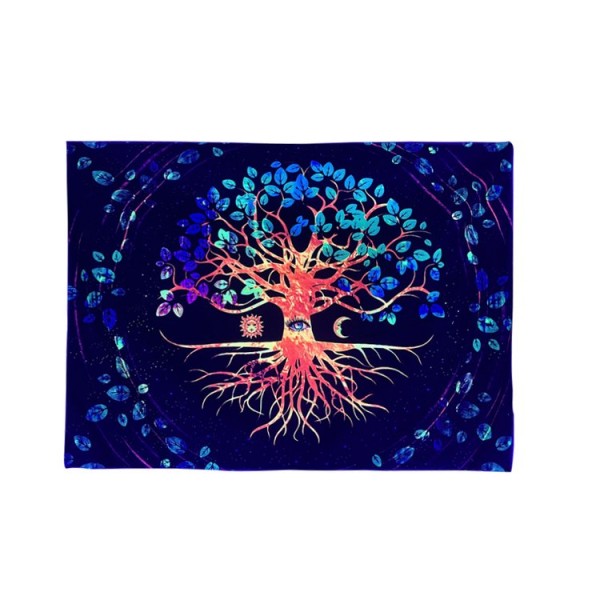 Psychedelic Tree - UV Reactive Tapestry with Wall Hanging Accessories UK