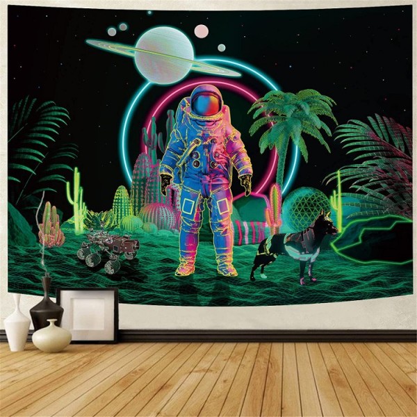 Astronaut - UV Reactive Tapestry with Wall Hanging Accessories UK